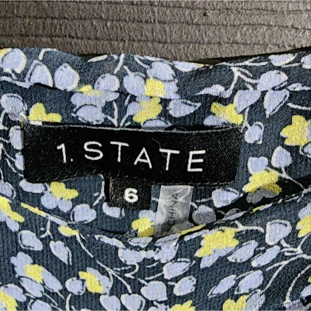 1. STATE Ruched Seam Cascading Calico Skirt in Midnight Sky - Picture 9 of 12